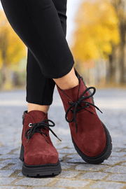 Ghete Casual din Piele Intoarsa Bordo - ZYLGhete damaBigiottos Shoes