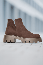 Ghete Casual din Piele Intoarsa Maro cu Fermoar - FAZYGhete damaBigiottos Shoes