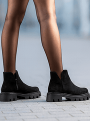 Ghete Casual din Piele Intoarsa Negre cu Fermoar - FABIGhete damaBigiottos Shoes