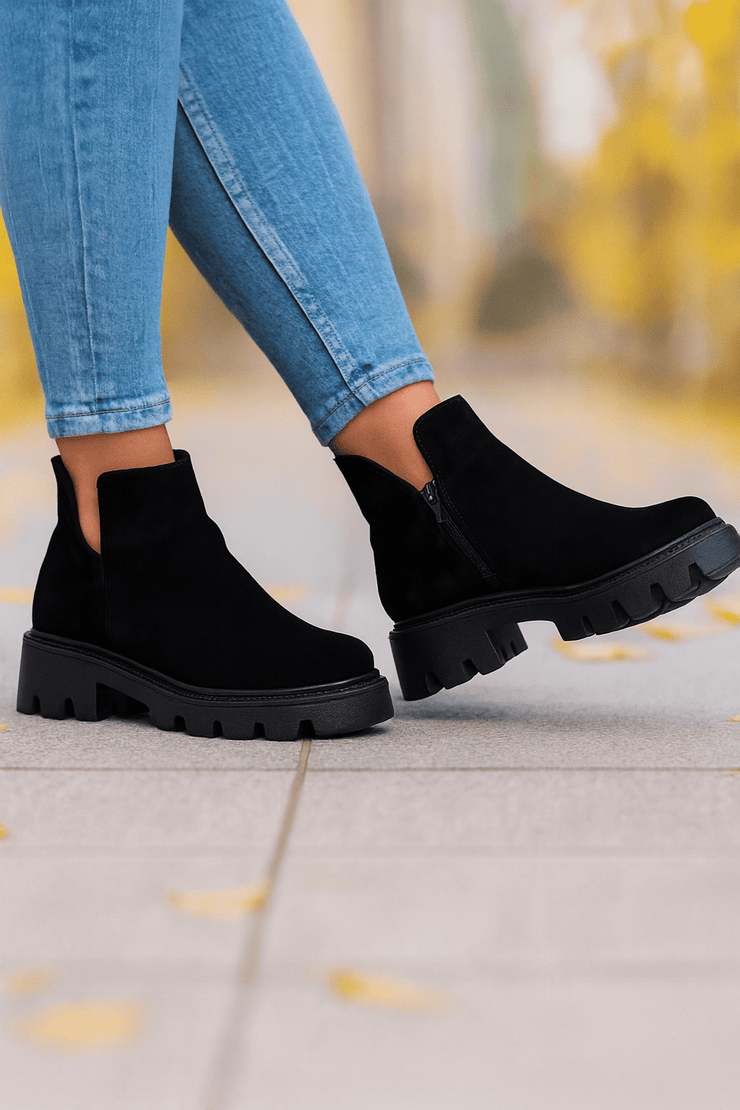 Ghete Casual din Piele Intoarsa Negre cu Fermoar - FABIGhete damaBigiottos Shoes