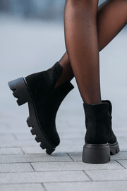 Ghete Casual din Piele Intoarsa Negre cu Fermoar - FABIGhete damaBigiottos Shoes