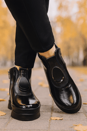 Ghete Casual din Piele Lac Negre cu Accesoriu - WERSAGhete damaBigiottos Shoes