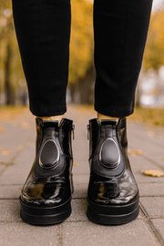 Ghete Casual din Piele Lac Negre cu Accesoriu - WERSAGhete damaBigiottos Shoes