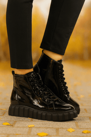 Ghete Casual din Piele Lac Negre - PINAGhete damaBigiottos Shoes