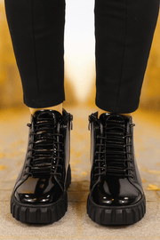 Ghete Casual din Piele Lac Negre - PINAGhete damaBigiottos Shoes