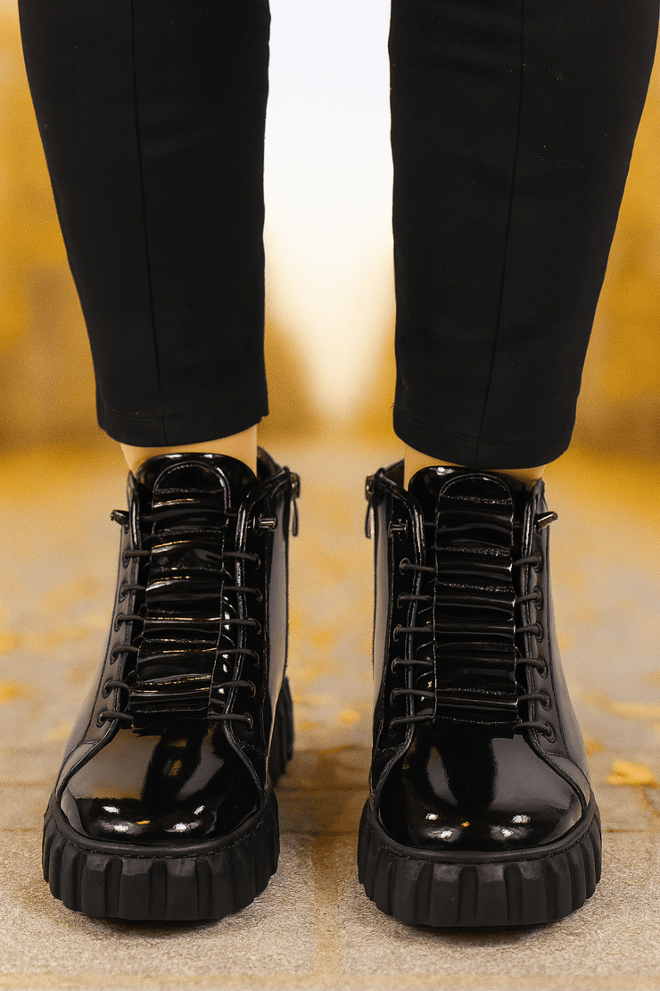 Ghete Casual din Piele Lac Negre - PINAGhete damaBigiottos Shoes