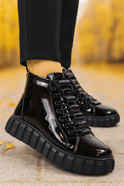Ghete Casual din Piele Lac Negre - PINAGhete damaBigiottos Shoes