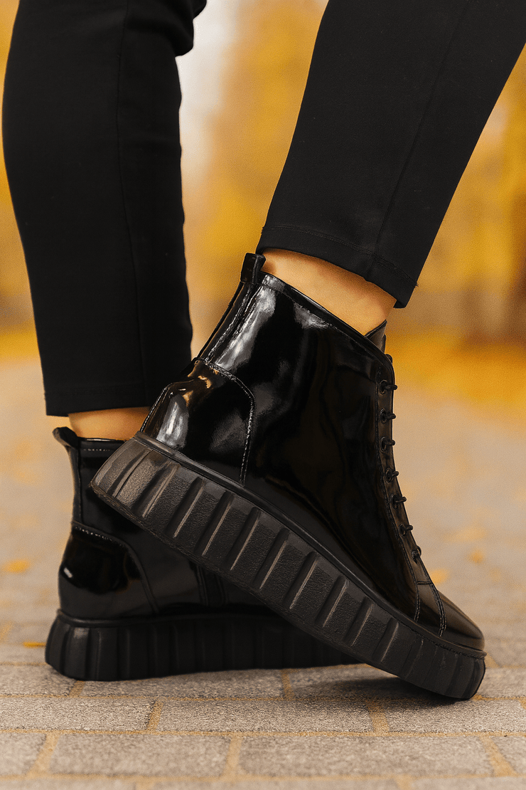 Ghete Casual din Piele Lac Negre - PINAGhete damaBigiottos Shoes