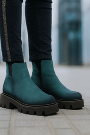 Ghete Casual din Piele Nubuk Verde cu Fermoar - FALYGhete damaBigiottos Shoes