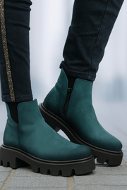 Ghete Casual din Piele Nubuk Verde cu Fermoar - FALYGhete damaBigiottos Shoes