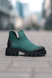 Ghete Casual din Piele Nubuk Verde cu Fermoar - FALYGhete damaBigiottos Shoes