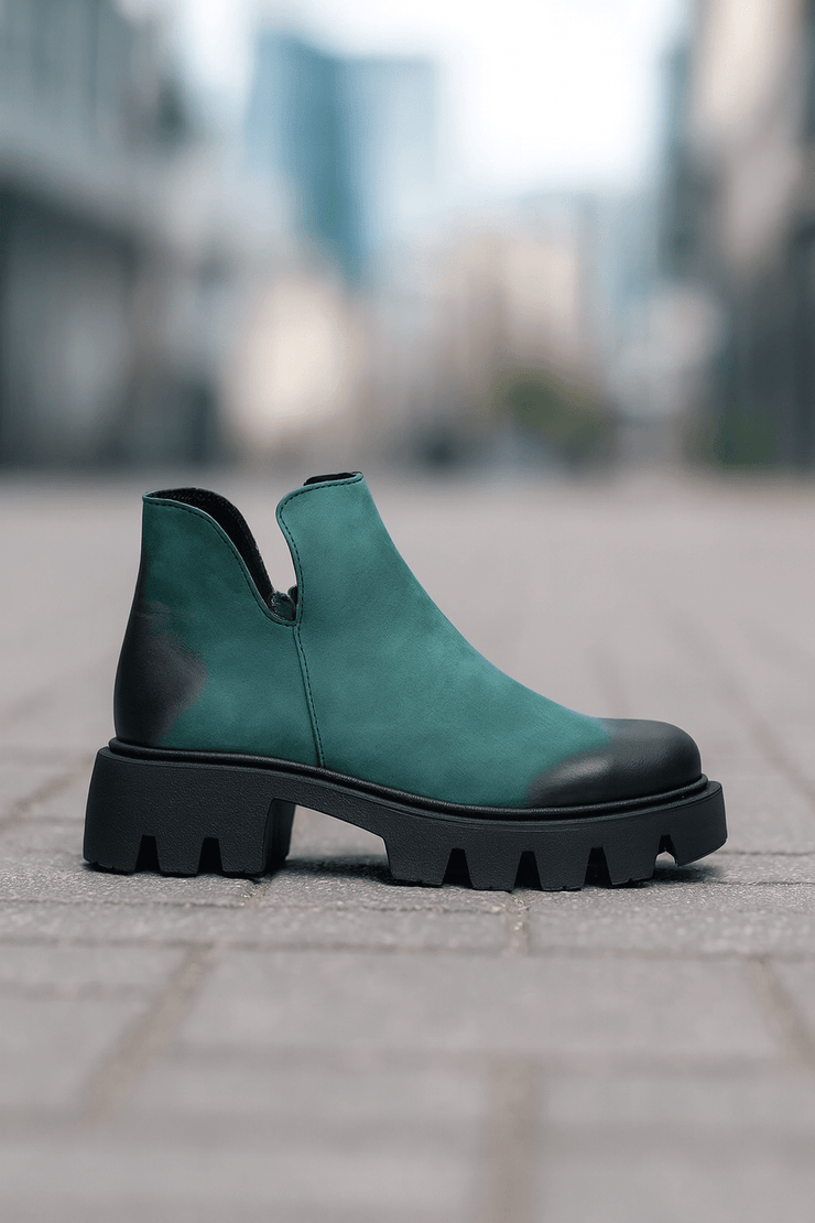 Ghete Casual din Piele Nubuk Verde cu Fermoar - FALYGhete damaBigiottos Shoes