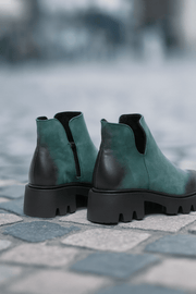 Ghete Casual din Piele Nubuk Verde cu Fermoar - FALYGhete damaBigiottos Shoes