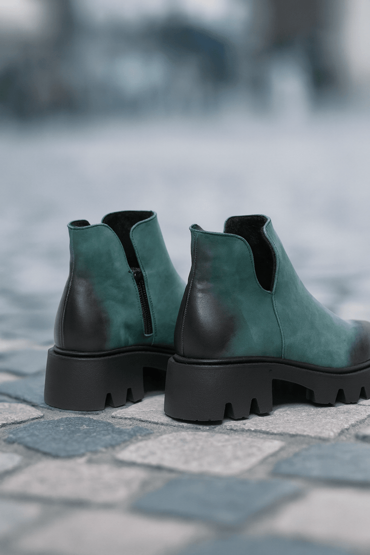 Ghete Casual din Piele Nubuk Verde cu Fermoar - FALYGhete damaBigiottos Shoes