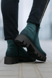 Ghete Casual din Piele Nubuk Verde cu Fermoar - FALYGhete damaBigiottos Shoes