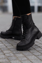 Ghete Dama din Piele Negre cu Accesoriu - GEZIGhete damaBigiottos Shoes