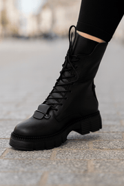 Ghete Dama din Piele Negre cu Accesoriu - GEZIGhete damaBigiottos Shoes