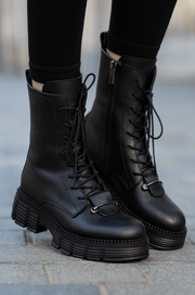 Ghete Dama din Piele Negre cu Accesoriu - GEZIGhete damaBigiottos Shoes