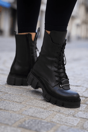 Ghete Dama din Piele Negre cu Accesoriu - GEZIGhete damaBigiottos Shoes