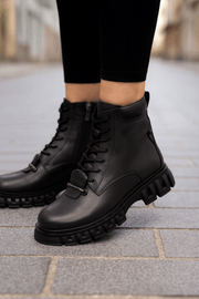 Ghete Dama din Piele Negre cu Accesoriu - GEZI BGhete damaBigiottos Shoes