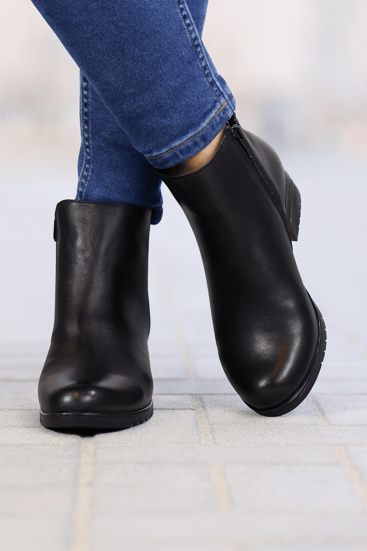 Ghete Dama din Piele Negre cu Fermoar - OREGhete damaBigiottos Shoes