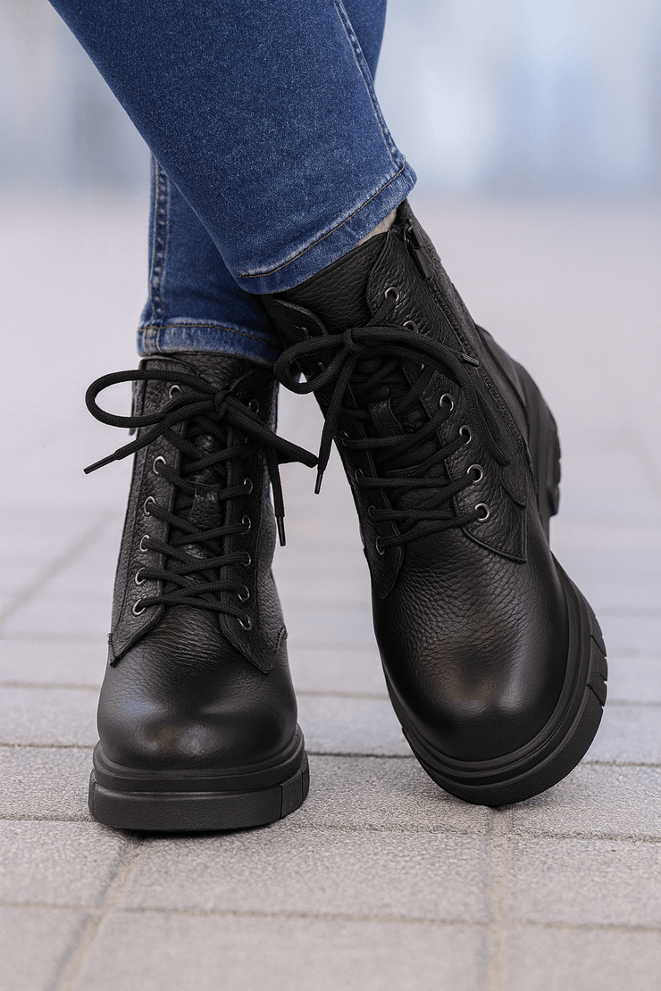 Ghete Dama din Piele Negre cu Fermoar - ORYGhete damaBigiottos Shoes