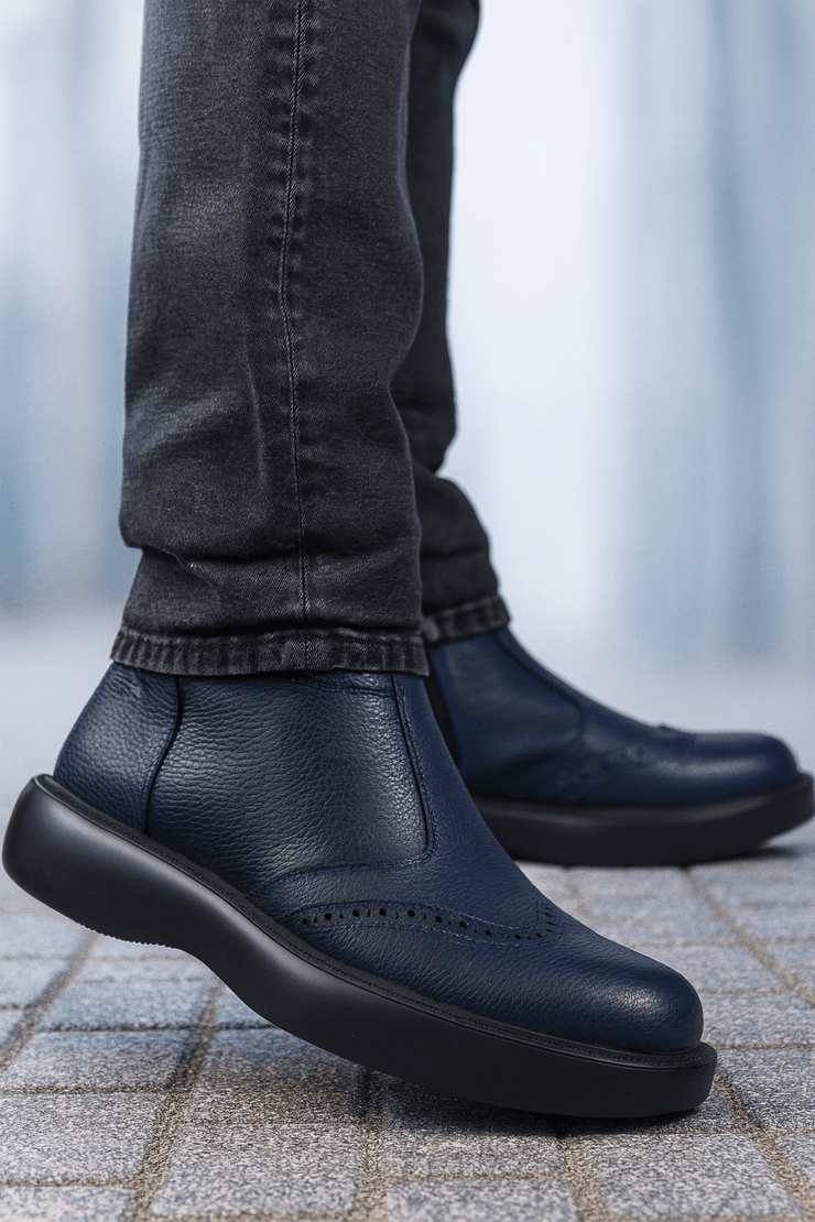 Ghete Inalte Brabati din Piele Bleumarin cu Fermoar - LUKGhete BarbatiBigiottos Shoes