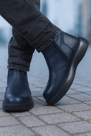 Ghete Inalte Brabati din Piele Bleumarin cu Fermoar - LUKGhete BarbatiBigiottos Shoes