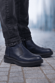 Ghete Inalte Brabati din Piele Bleumarin cu Fermoar - LUKGhete BarbatiBigiottos Shoes