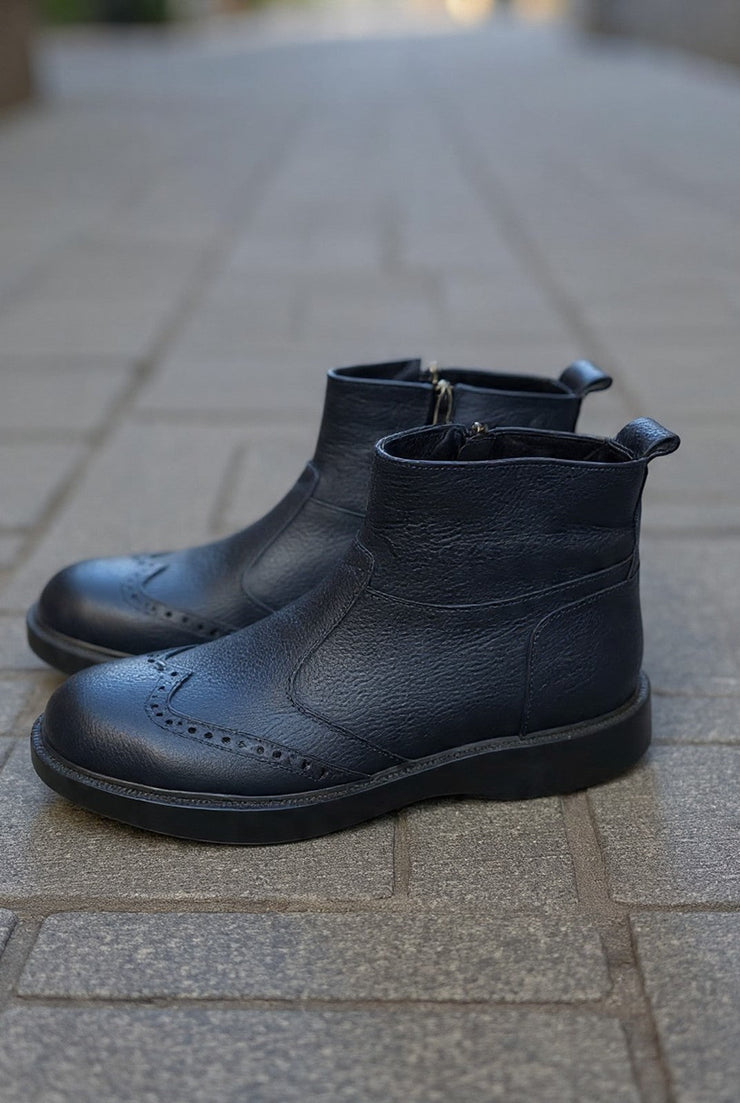 Ghete Inalte Brabati din Piele Bleumarin cu Fermoar - LUKGhete BarbatiBigiottos Shoes