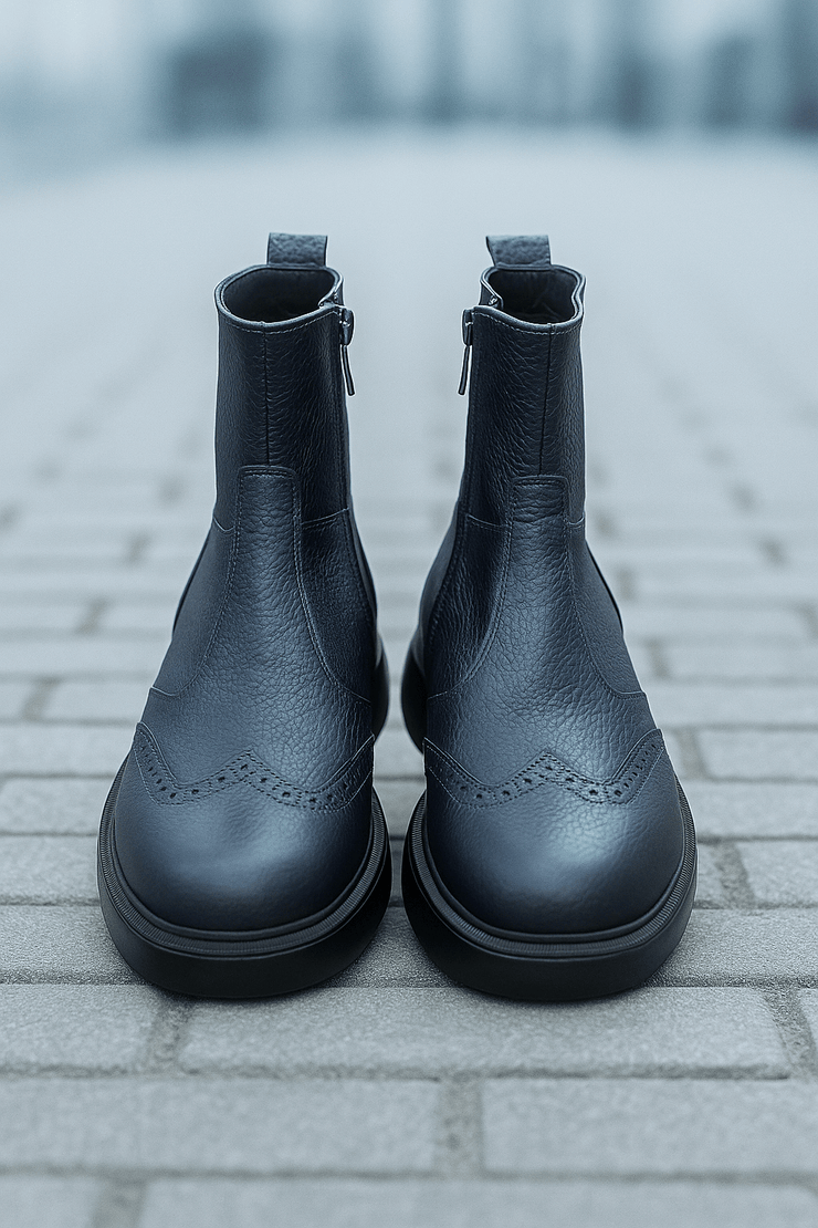 Ghete Inalte Brabati din Piele Bleumarin cu Fermoar - LUKGhete BarbatiBigiottos Shoes