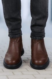 Ghete Inalte Brabati din Piele Maro cu Fermoar - LUKEGhete BarbatiBigiottos Shoes