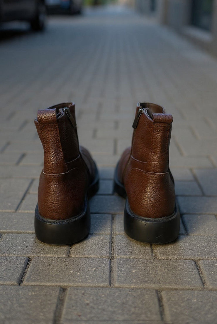 Ghete Inalte Brabati din Piele Maro cu Fermoar - LUKEGhete BarbatiBigiottos Shoes