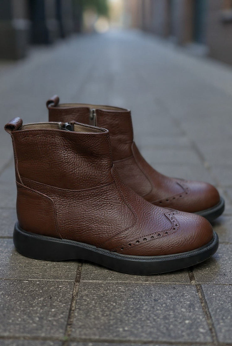 Ghete Inalte Brabati din Piele Maro cu Fermoar - LUKEGhete BarbatiBigiottos Shoes