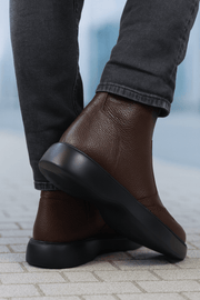 Ghete Inalte Brabati din Piele Maro cu Fermoar - LUKEGhete BarbatiBigiottos Shoes