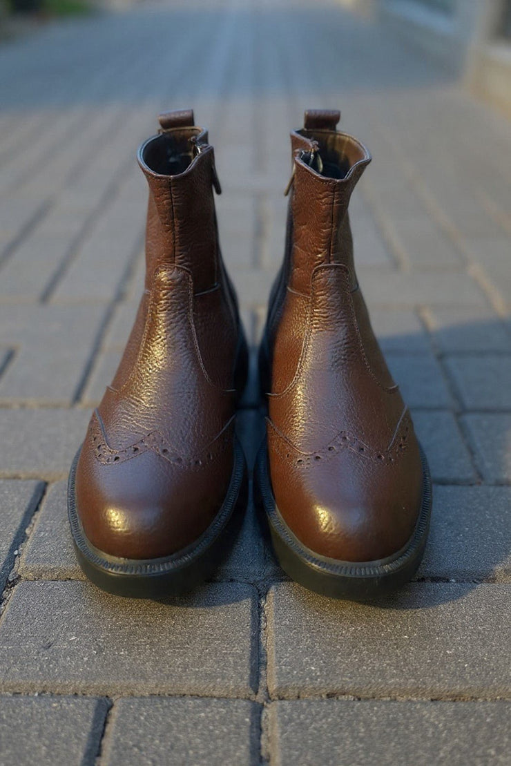 Ghete Inalte Brabati din Piele Maro cu Fermoar - LUKEGhete BarbatiBigiottos Shoes