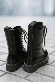 Ghete Inalte Dama din Piele Lac Negre cu Fermoar - OMYGhete damaBigiottos Shoes