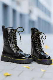 Ghete Inalte Dama din Piele Lac Negre cu Fermoar - OMYGhete damaBigiottos Shoes