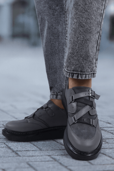 Pantofi Casual Barbati din Piele Gri cu Catarame - ANDUPantofi casual barbatiBigiottos Shoes