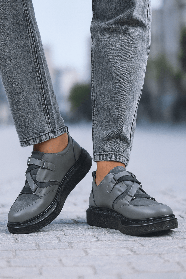 Pantofi Casual Barbati din Piele Gri cu Catarame - ANDUPantofi casual barbatiBigiottos Shoes