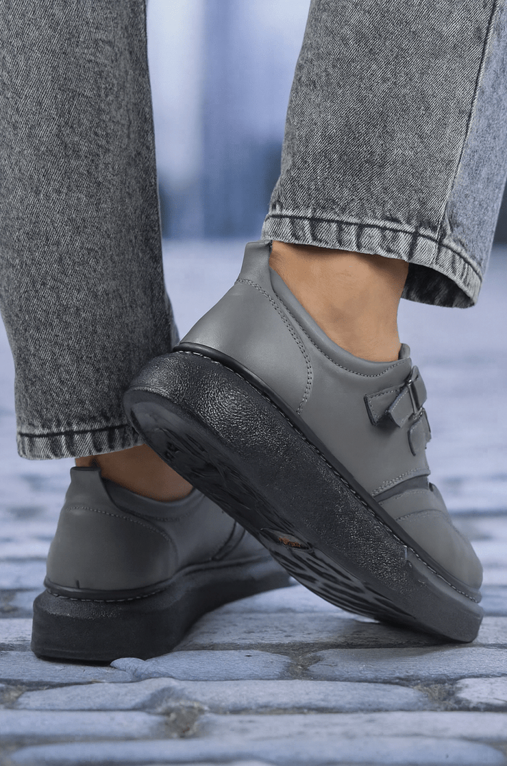 Pantofi Casual Barbati din Piele Gri cu Catarame - ANDUPantofi casual barbatiBigiottos Shoes