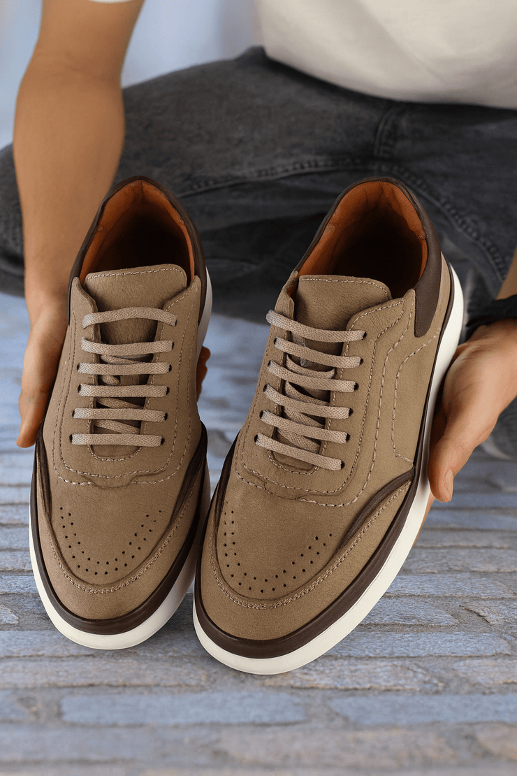 Pantofi Casual Barbati din Piele Nubuk Bej - BRENTPantofi casual barbatiBigiottos Shoes