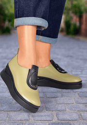 Pantofi Casual Dama din Piele Avokado cu Accesoriu - EZAPantofi casual damaBigiottos Shoes