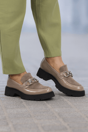 Pantofi Casual Dama din Piele cu Accesoriu BEJ - ELINAPantofi casual damaBigiottos Shoes