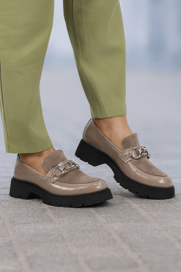 Pantofi Casual Dama din Piele cu Accesoriu BEJ - ELINAPantofi casual damaBigiottos Shoes