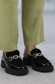 Pantofi Casual Dama din Piele cu Accesoriu Negri - ELBAPantofi casual damaBigiottos Shoes