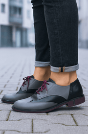 Pantofi Casual Dama din Piele Gri cu Negru - TELAPantofi casual damaBigiottos Shoes