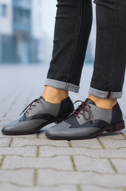 Pantofi Casual Dama din Piele Gri cu Negru - TELAPantofi casual damaBigiottos Shoes