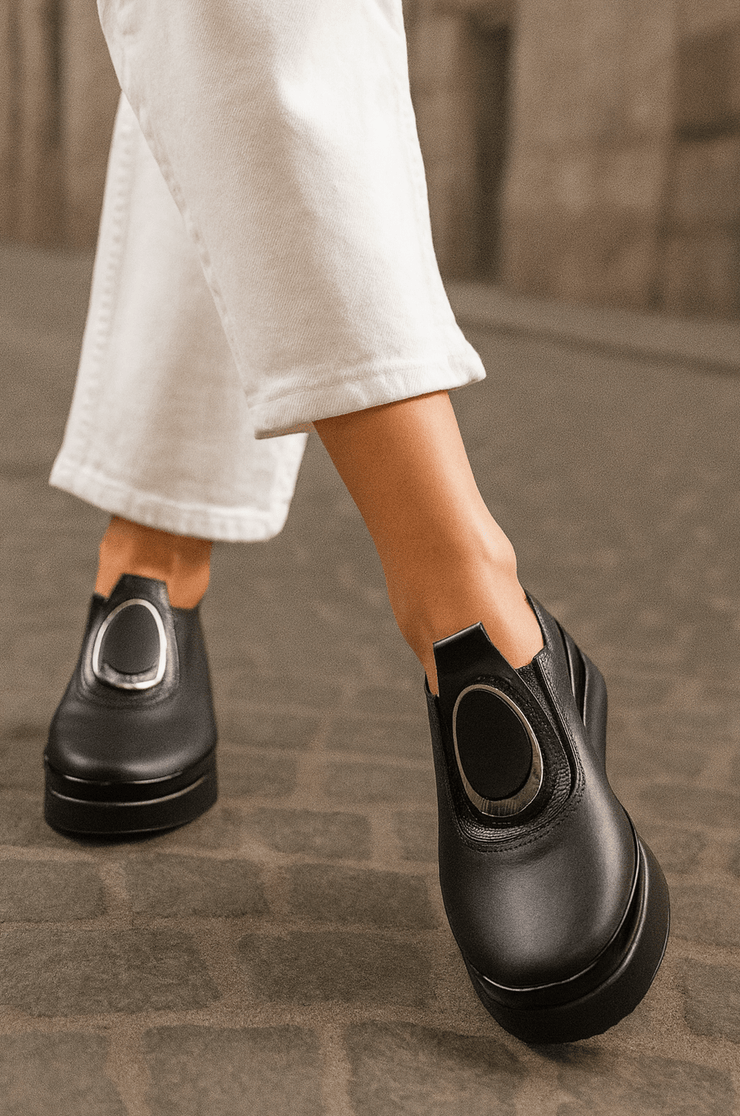 Pantofi Casual Dama din Piele Negri cu Accesoriu - ENAPantofi casual damaBigiottos Shoes