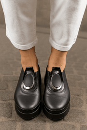 Pantofi Casual Dama din Piele Negri cu Accesoriu - ENAPantofi casual damaBigiottos Shoes